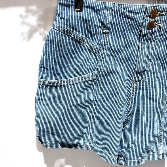 🌻Universal Thread 80s Style High Rise Blue & White Railroad Stripe Shorts 4/27 - Picture 2 of 6
